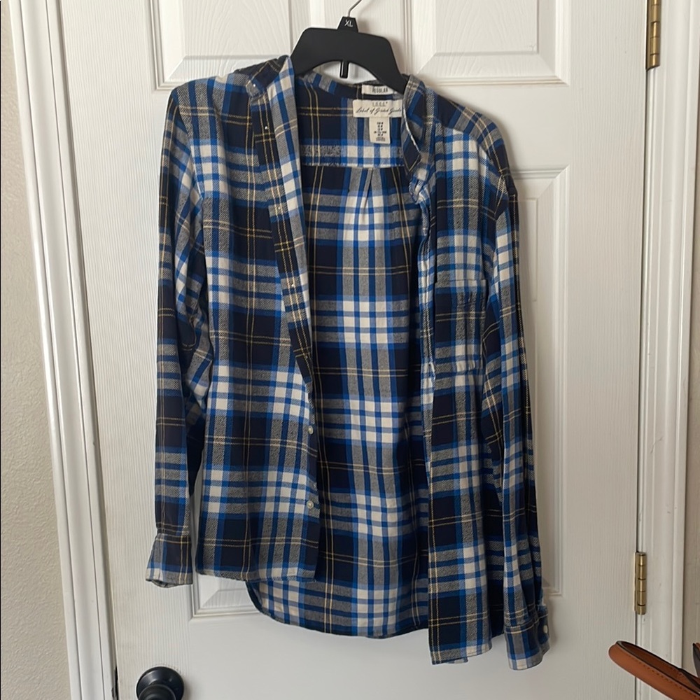 Blue and White Plaid Shirt